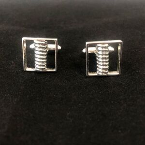 vintage hickok silver tone square cufflinks center bar design made in usa